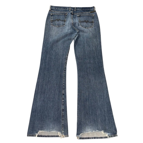 Lucky Brand Dungarees women’s 10/30 flare jeans long inseam 34 distressed hem - Picture 2 of 8